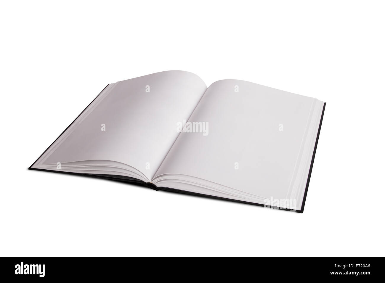 Leere offenes Buch oder Zeitschrift Vorlage für Ihr Design, isoliert auf weißem Hintergrund. Stockfoto