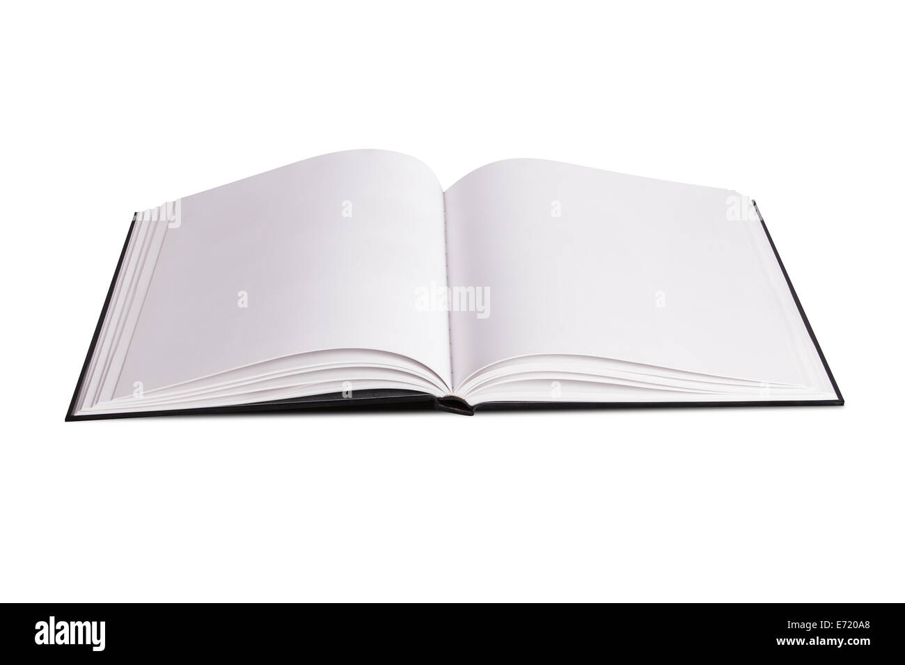 Leere offenes Buch oder Zeitschrift Vorlage für Ihr Design, isoliert auf weißem Hintergrund. Stockfoto