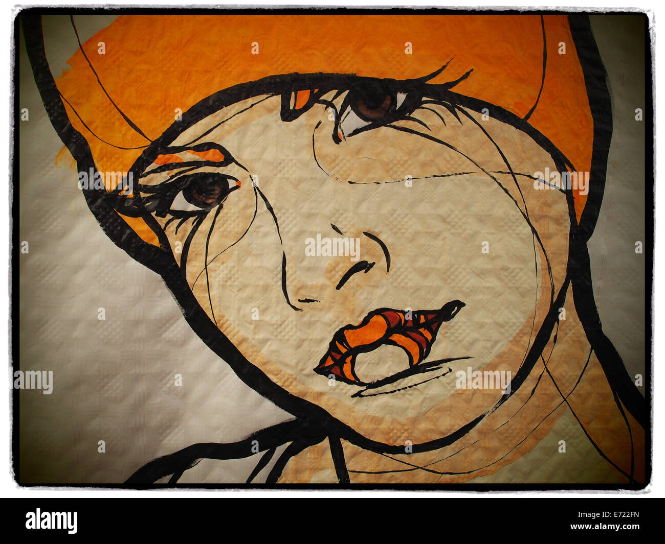 Ein Gemälde von bekannten Berliner Streetart-Künstler "El Bocho" ist in Berlin in der JR-Galerie im Bereich Schöneberg, 7. Juli 2014 gesehen. Foto: Wolfram Steinberg/Dpa für redaktionelle Verwendung nur obligatorische CREDIT ARTWORK von EL BOCHO Stockfoto
