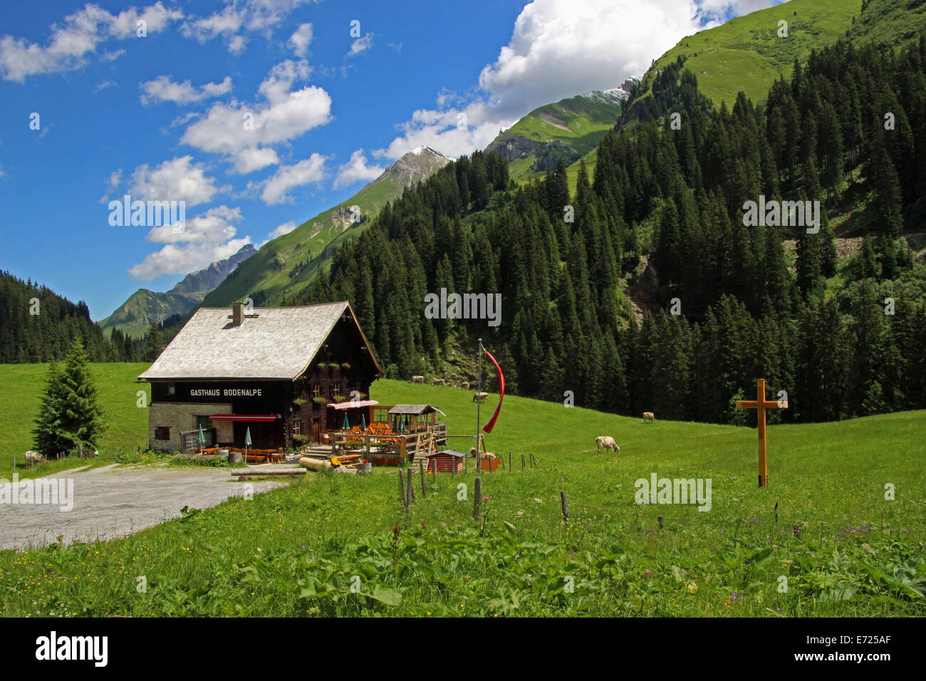 Restaurant "Bodenalpe" in Lech, Arlberg, Österreich Stockfoto