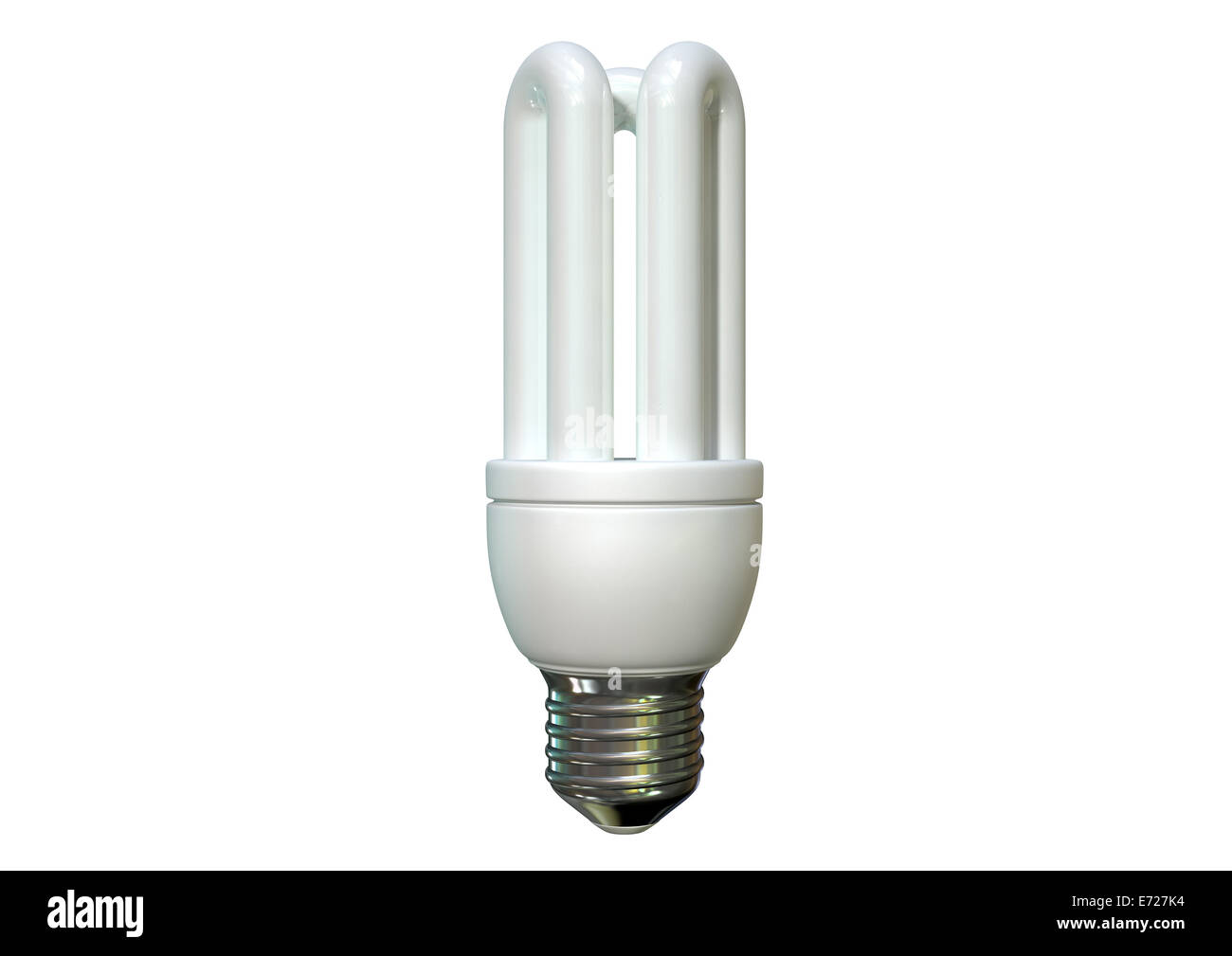 Eine regelmäßige Leuchtstoff Glühlampe auf einem isolierten weißen Hintergrund Stockfoto