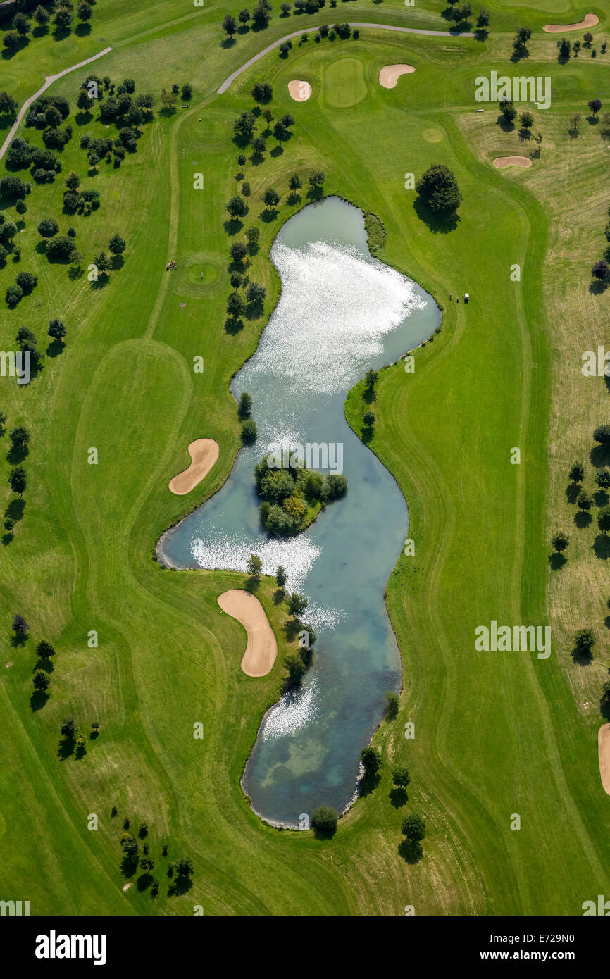 Luftbild, Golfplatz oder Golfclub am Kamp Abbey, Kamp-Lintfort, Nordrhein-Westfalen, Deutschland Stockfoto