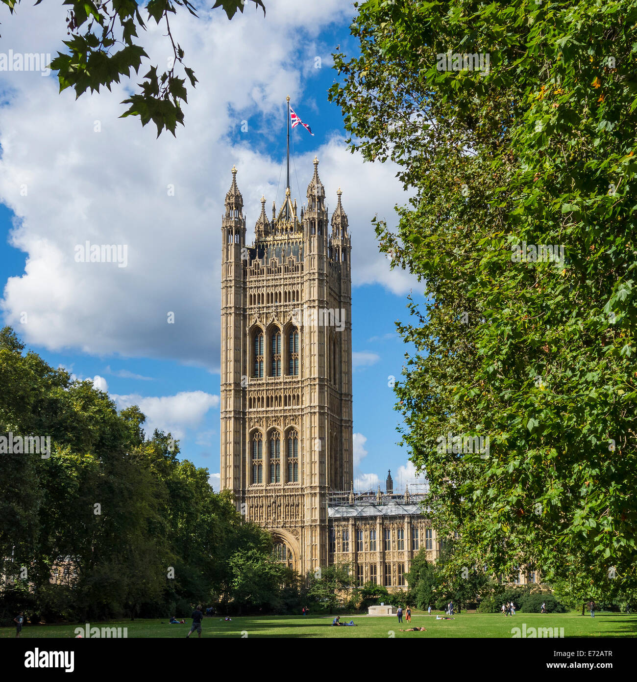 Häuser, Parlament, Victoria Tower, Victoria Gardens. London Stockfoto