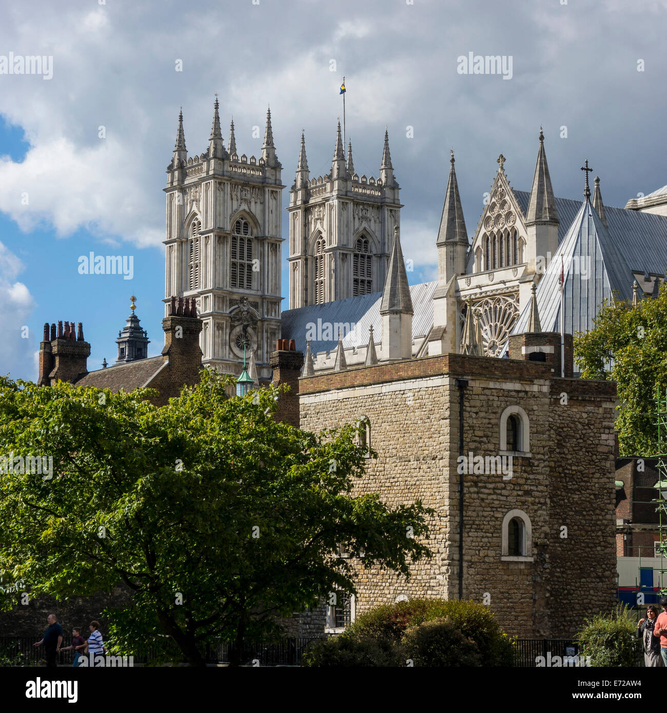 Westminster Abbey und der Jewel Tower London Stockfoto