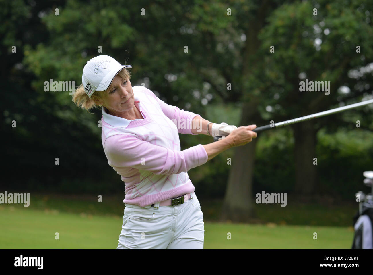 London, UK. 4. September 2014. Teilnehmer ein Wettbewerbs der 9. Sino-British Golf Day Charity im Brocket Hall Golf Club in England zu spielen. Bildnachweis: Siehe Li/Alamy Live News Stockfoto