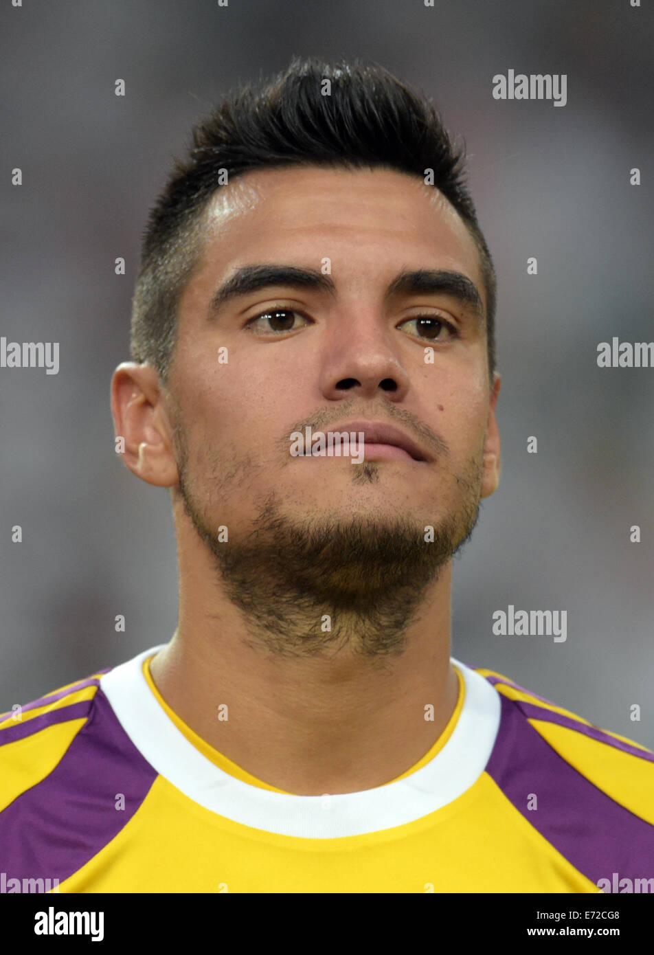 Düsseldorf, Deutschland. 03rd September 2014. Argentiniens Torwart Sergio Romero während das Länderspiel zwischen Deutschland und Argentinien in der Esprit Arena in Düsseldorf, 3. September 2014. Foto: BERND THISSEN/Dpa/Alamy Live-Nachrichten Stockfoto