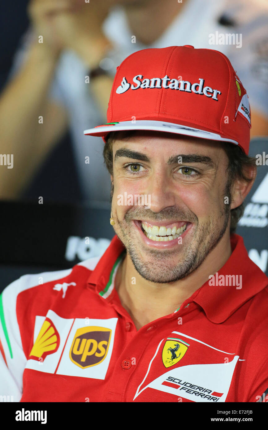 Monza, Italien. 04. Sep, 2014. Italienische Formel 1 Grand Prix. Scuderia Ferrari F1 Fahrer Fernando Alonso während donnerstags FIA Formel 1-Fahrer Pressekonferenz Credit: Action Plus Sport/Alamy Live News Stockfoto