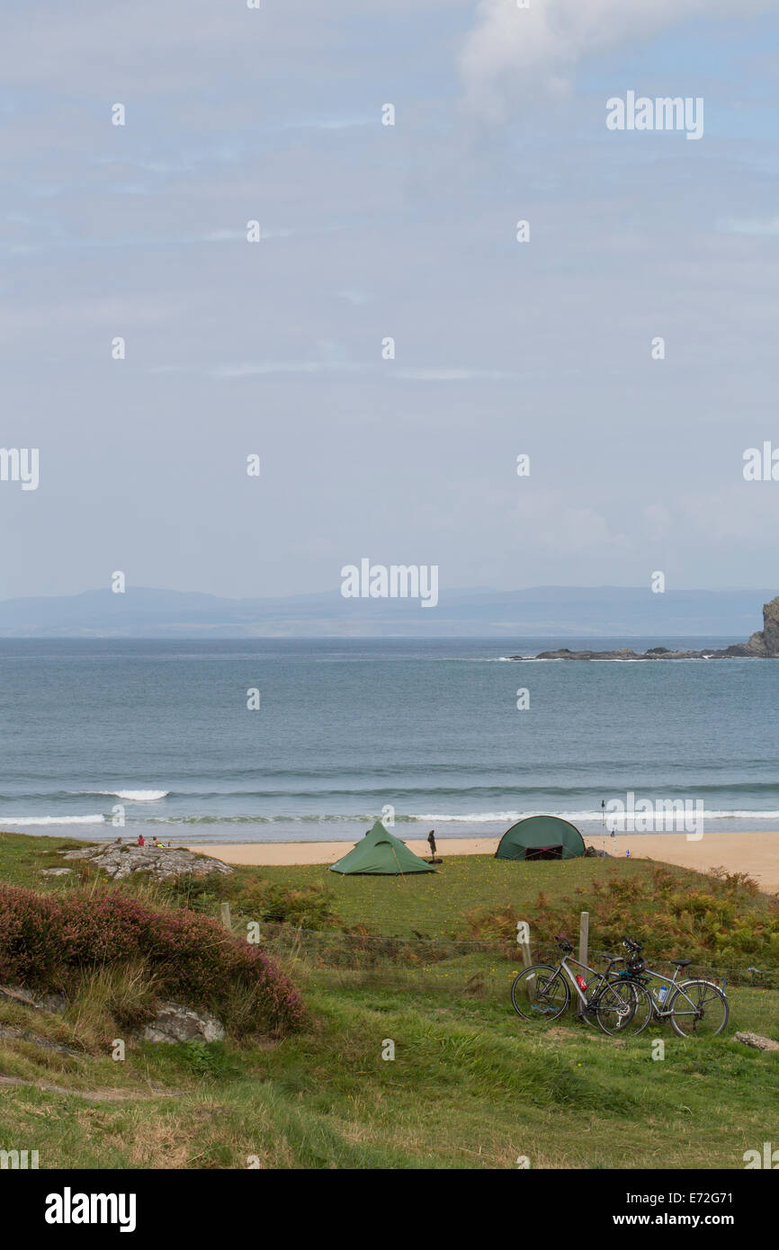 Urlaub im Kiloran Bay auf der Insel Colonsay in den Inneren Hebriden, Schottland. Stockfoto
