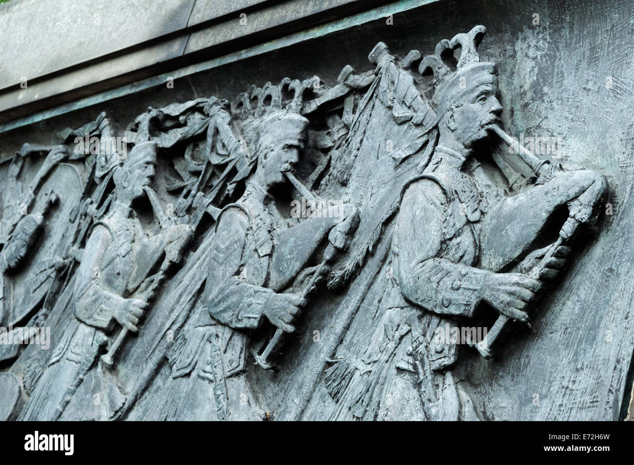 Detail des Frieses Scots amerikanischen Krieg-Denkmal in den Princes Street Gardens, Edinburgh Stockfoto