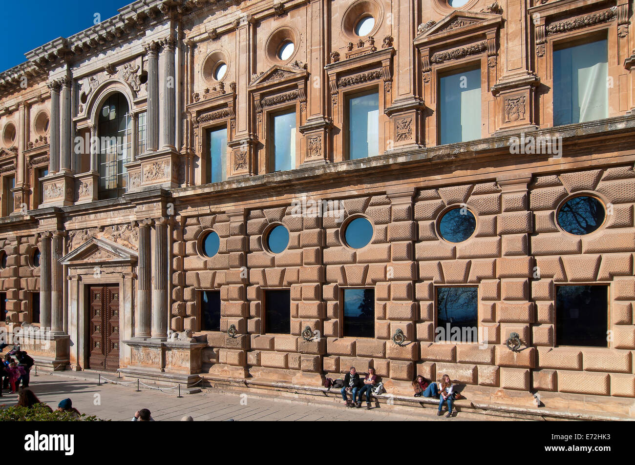 Palast von Charles V des 16. Jahrhunderts, Fassade, der Alhambra, Granada, Region von Andalusien, Spanien, Europa Stockfoto