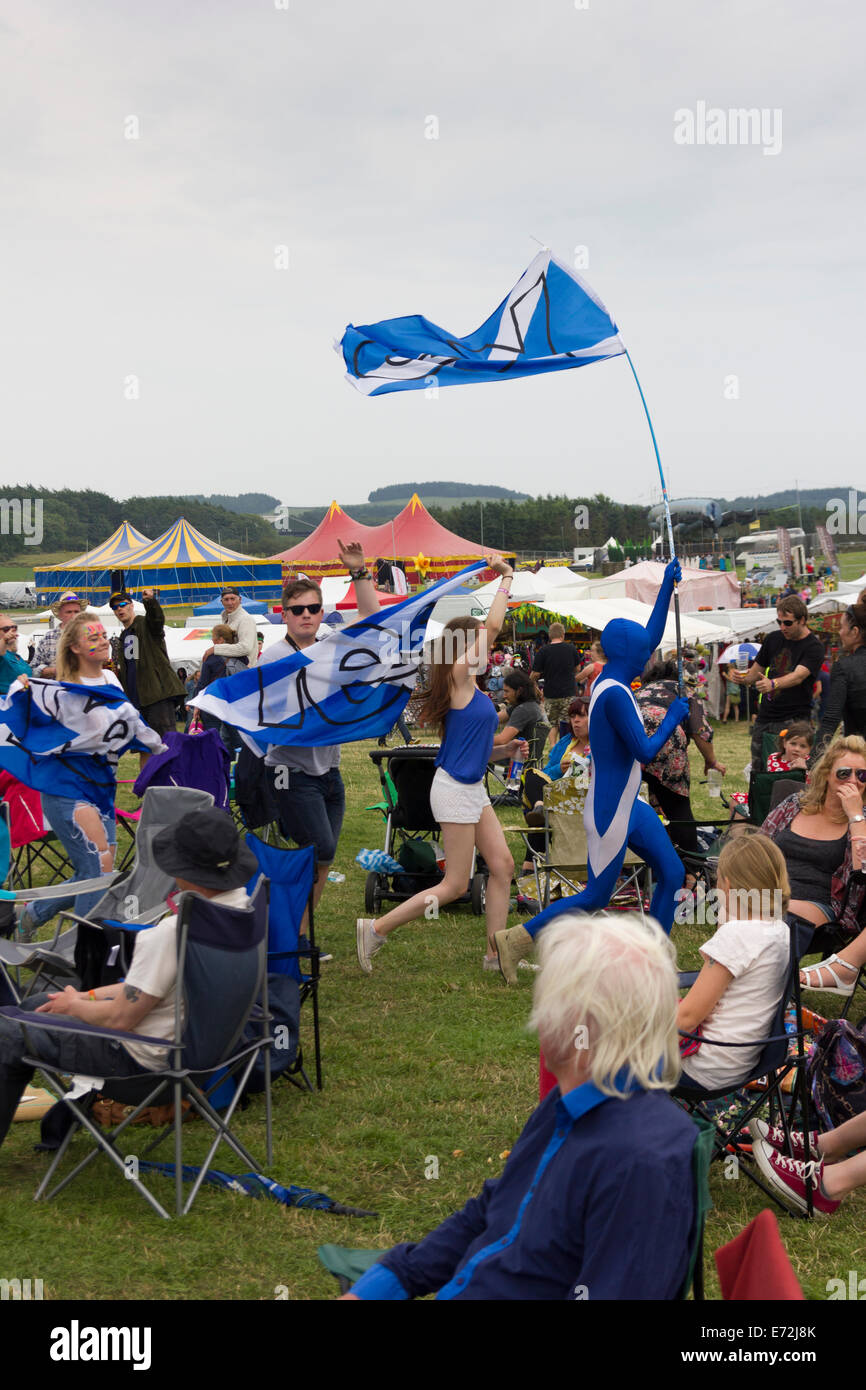 Schottische Unabhängigkeit Aktivisten des Weidenmanns Festivals 2014 Stockfoto