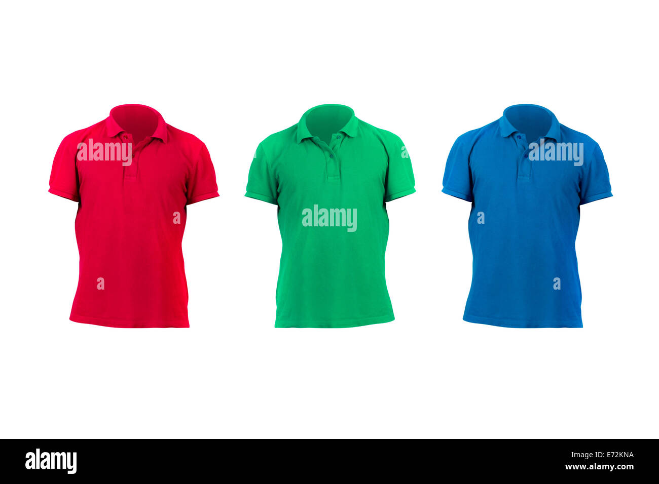 T-Shirts-Vorlage für Ihr Design, Vorderansicht, isoliert auf weißem Hintergrund. Stockfoto