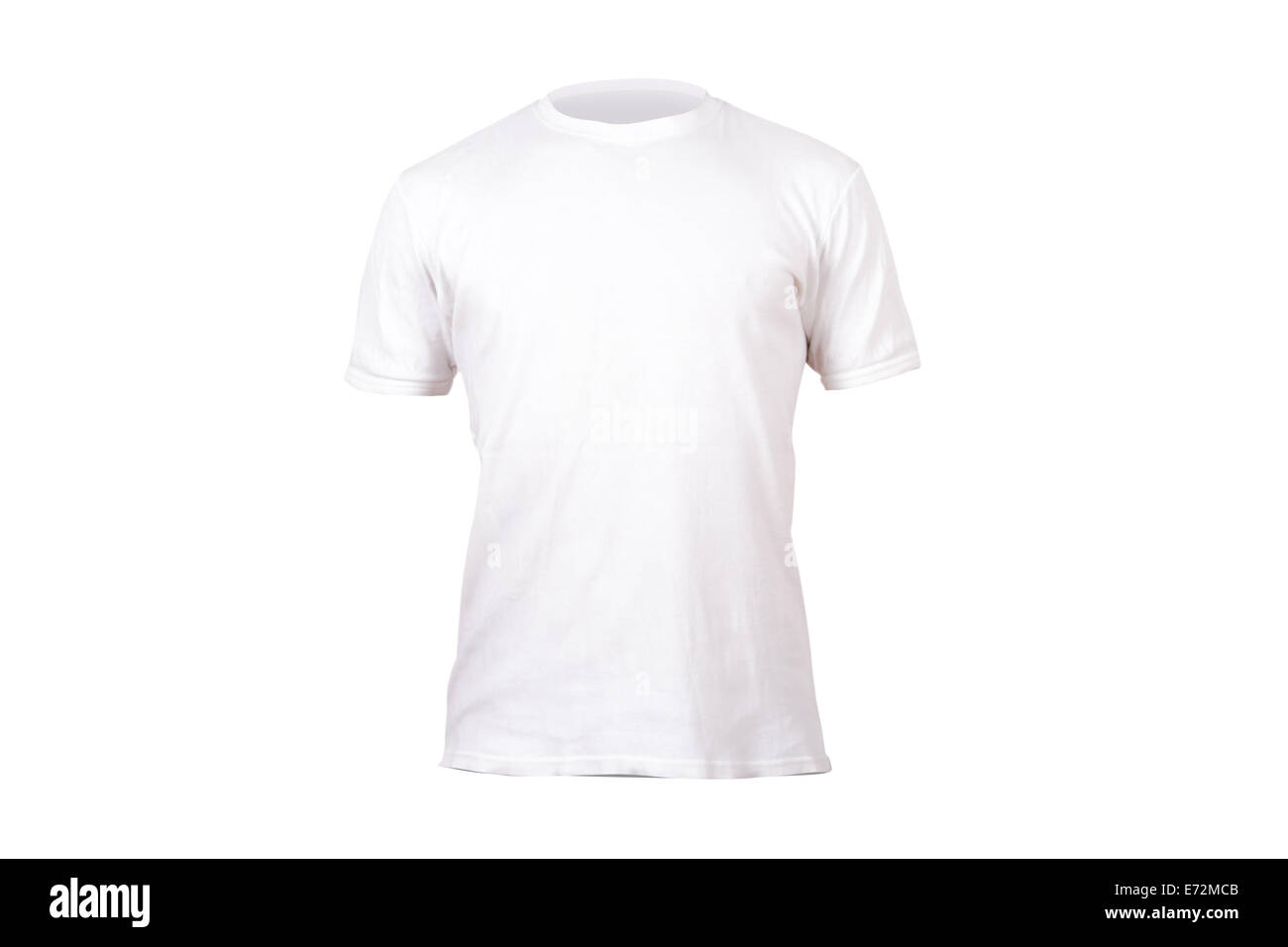 Einzelne weiße t-Shirt Vorlage für Ihr Design, Vorderansicht, isoliert auf weißem Hintergrund. Stockfoto