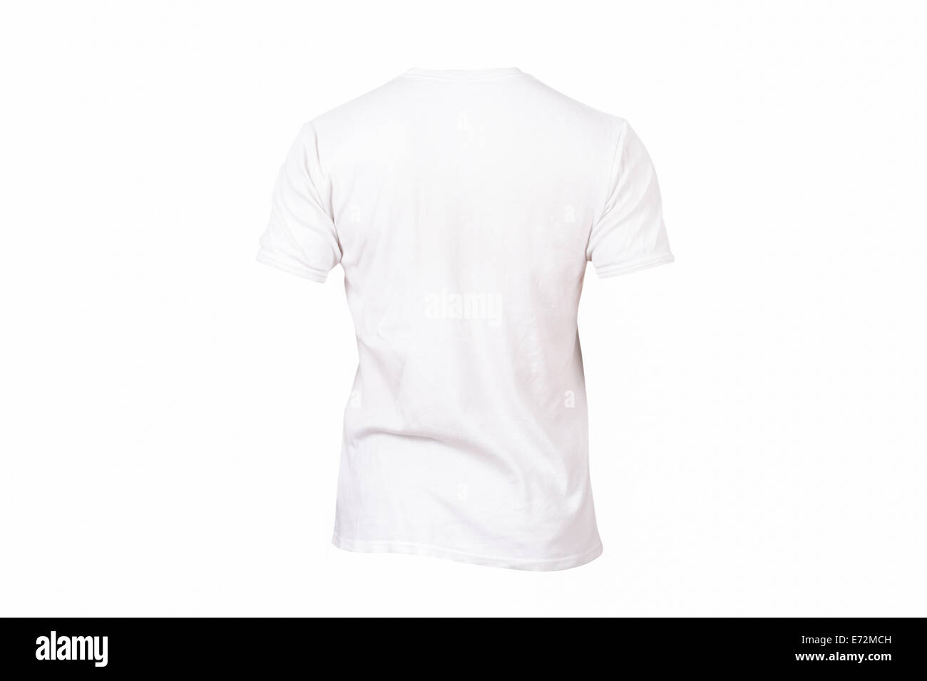 Einzelne weiße t-Shirt Vorlage für Ihr Design, Rückansicht, isoliert auf weißem Hintergrund. Stockfoto