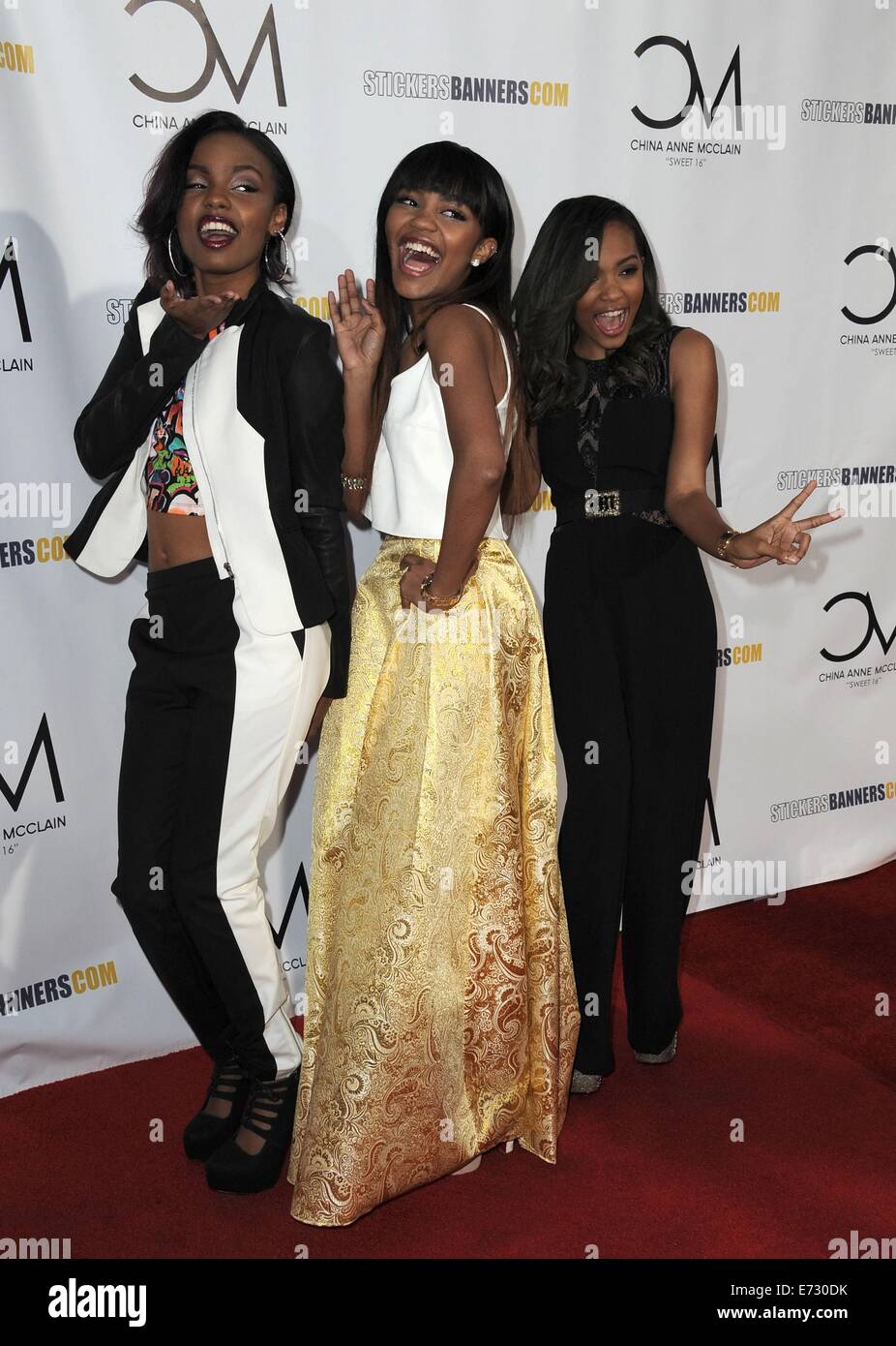 Studio City, CA. 4. September 2014. Sierra McClain, China Anne McClain, Lauryn McClain im Ankunftsbereich für China Anne McClain Sweet 16 Birthday Bash, CBS Studio Center, Studio City, CA 4. September 2014. Bildnachweis: Dee Cercone/Everett Collection/Alamy Live-Nachrichten Stockfoto