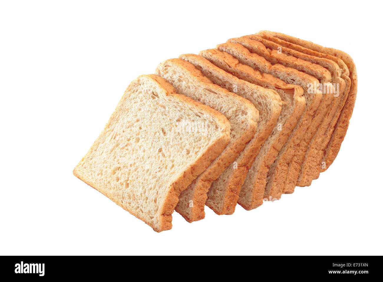 frisches Vollkornbrot Scheibe isoliert auf weißem Hintergrund Stockfoto