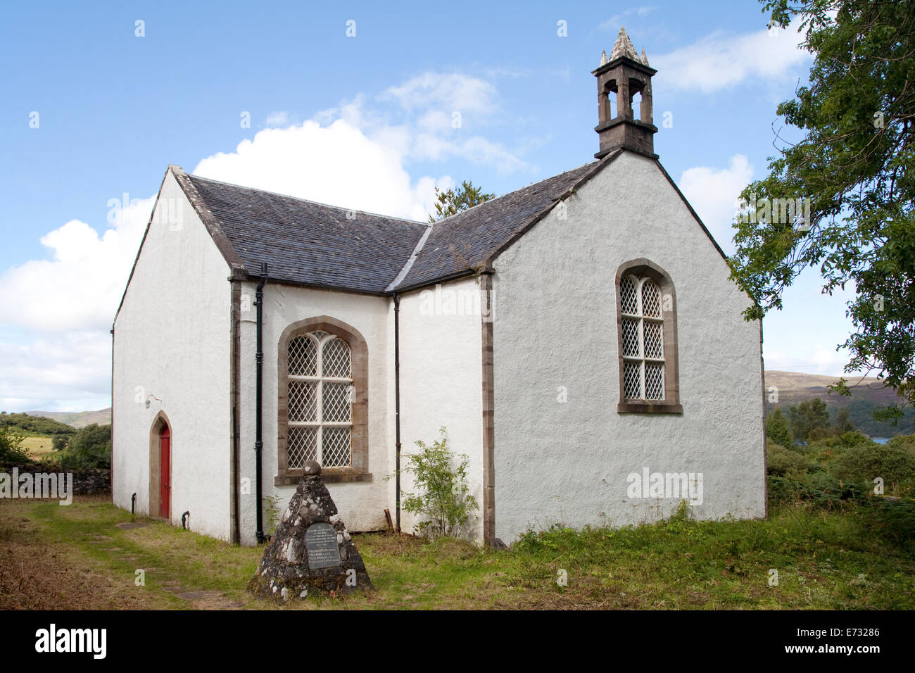 Kirche auf der Insel Ulva, Schottland, entworfen von Thomas Telford. Stockfoto