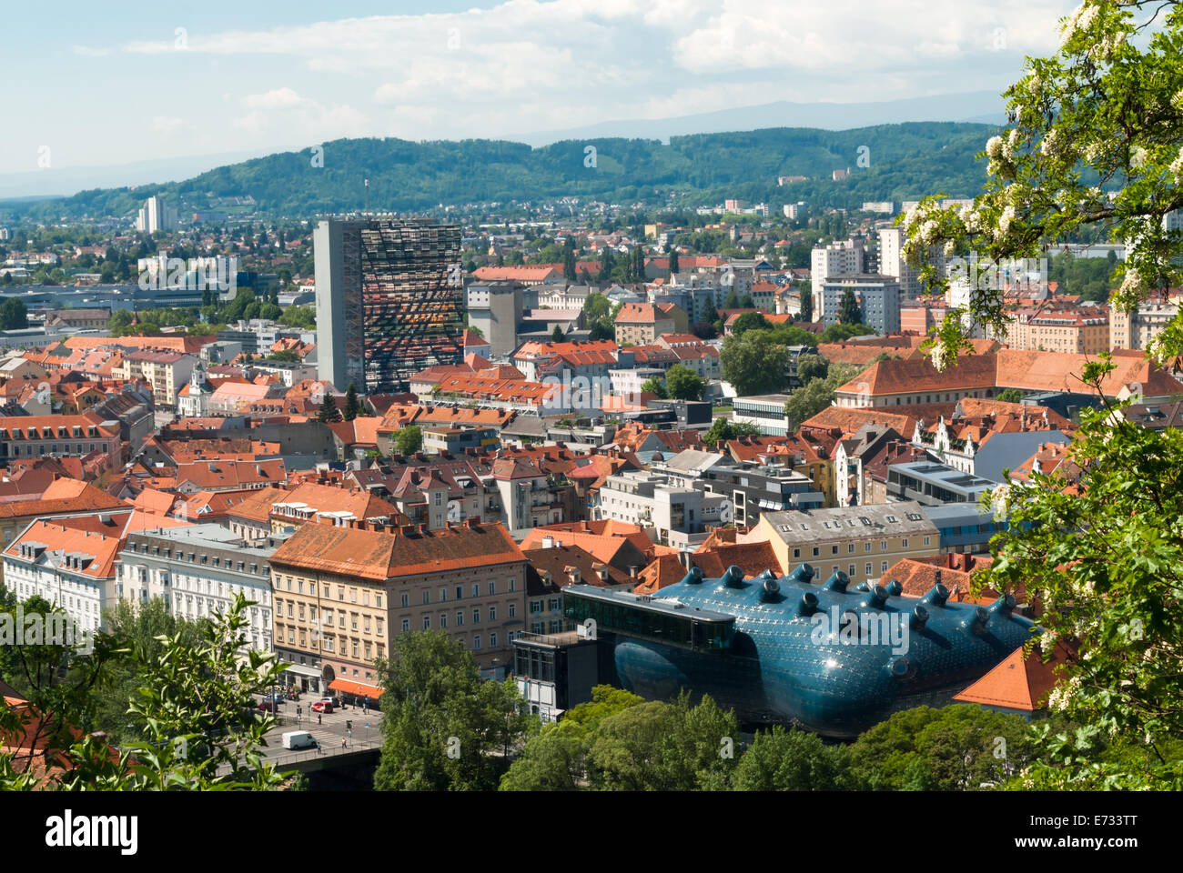 Panoramablick von der österreichischen Stadt Graz Stockfoto