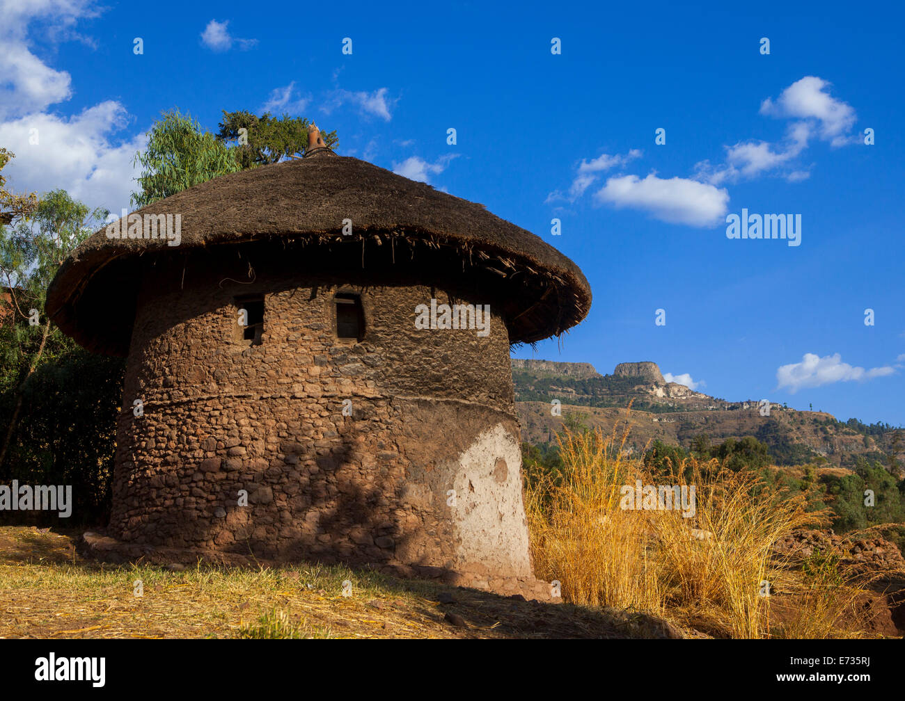Traditionelle Häuser, Lalibela, Äthiopien Stockfoto