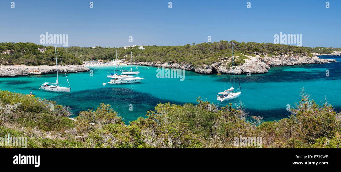 Cala Mondrago Bucht, Parc Natural Mondrago, in der Nähe von Porto Pedro, Mallorca (Mallorca), Balearische Inseln (Islas Baleares), Spanien Stockfoto