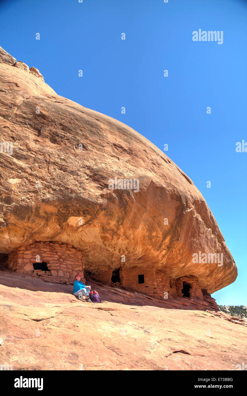 Haus am Feuer Ruinen, Anasazi Kultur, über 800 Jahre alt, Mule Canyon, Cedar Mesa, Utah, Vereinigte Staaten von Amerika, Nordamerika Stockfoto