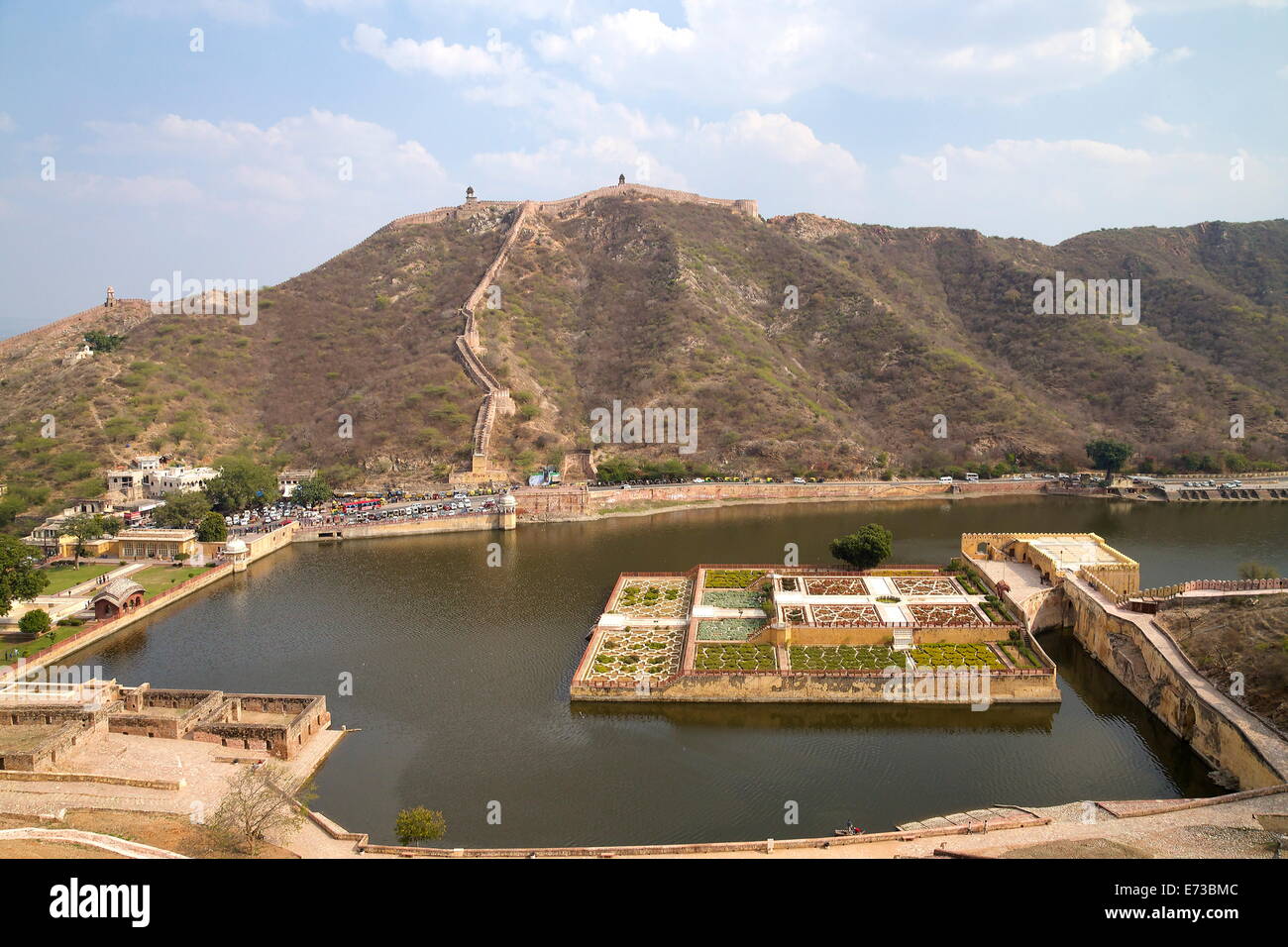 Kesar Kyari Bagh Gärten, Maota See, Amber Fort, Jaipur, Rajasthan, Indien, Asien Stockfoto