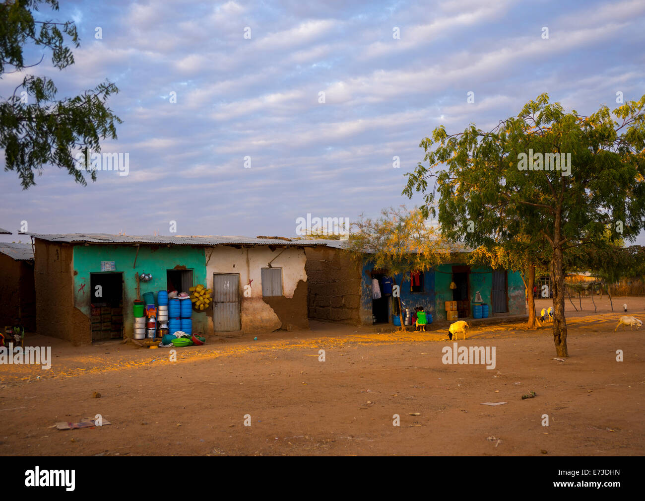 Geschäfte In der Stadt, Turmi, Omo-Tal, Äthiopien Stockfoto