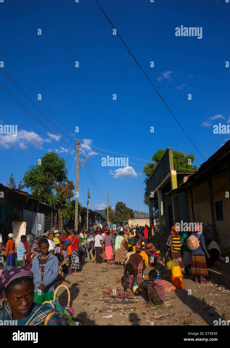 Jinka Markt, Omo-Tal, Äthiopien Stockfoto