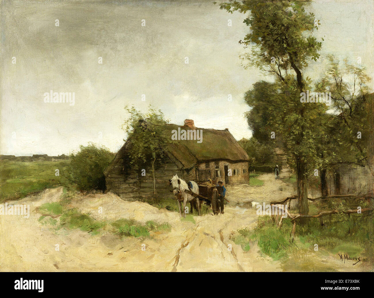 Ferienhaus auf dem Feldweg - von Anton Mauve, 1870-1888 Stockfoto
