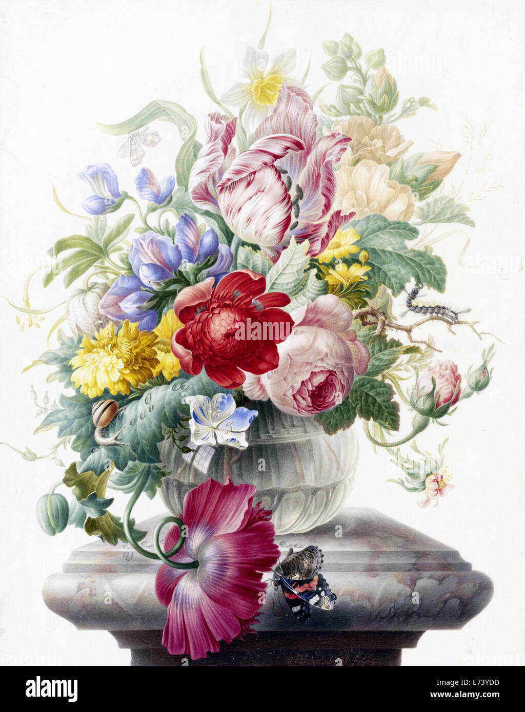 Blumen in der Vase - von Herman Henstenburgh, 1700 Stockfoto