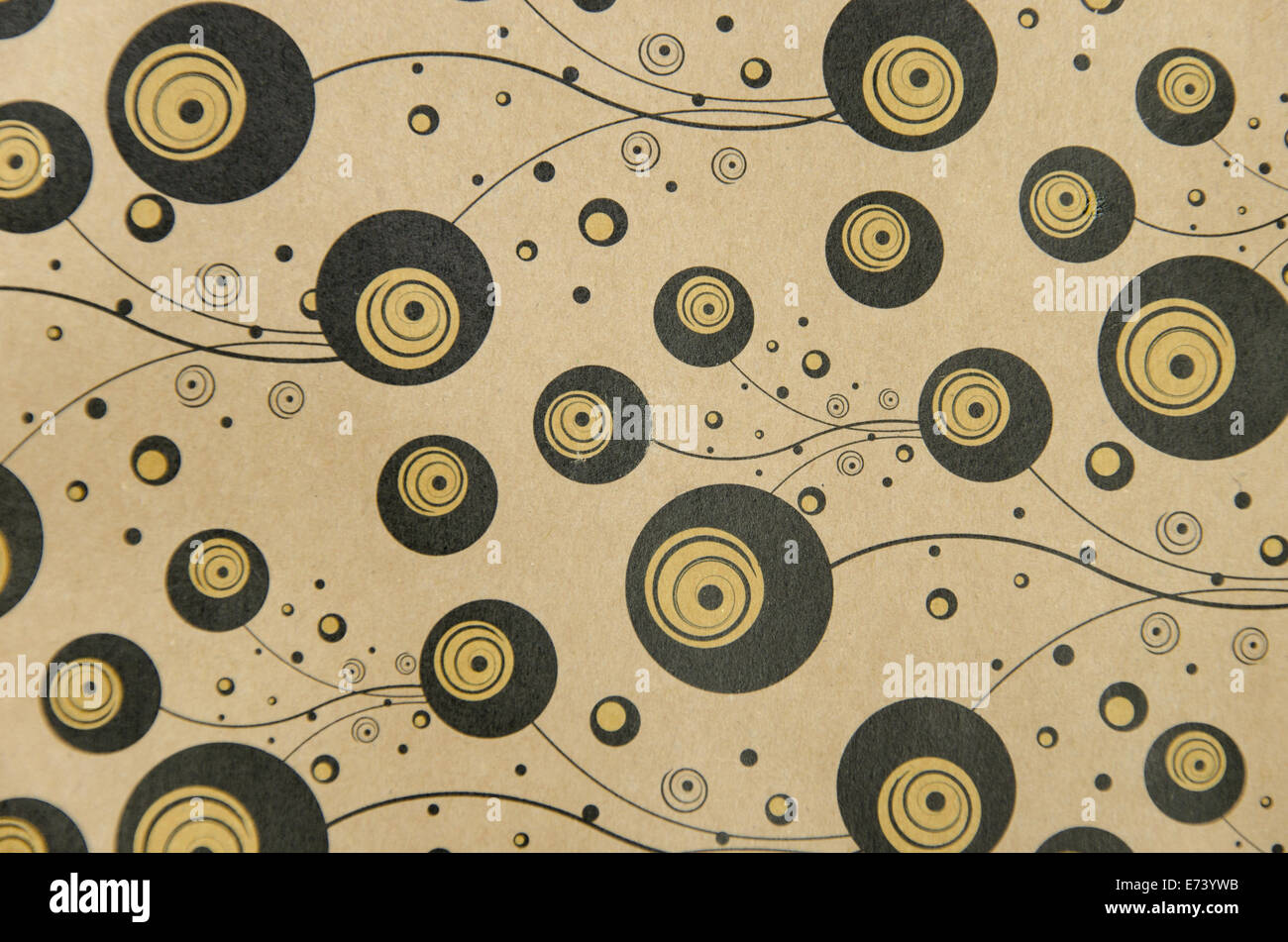 Hintergrund des Papiers verziert mit schwarzen Goldes Bubbles gewellt Streifen Punkte Stockfoto