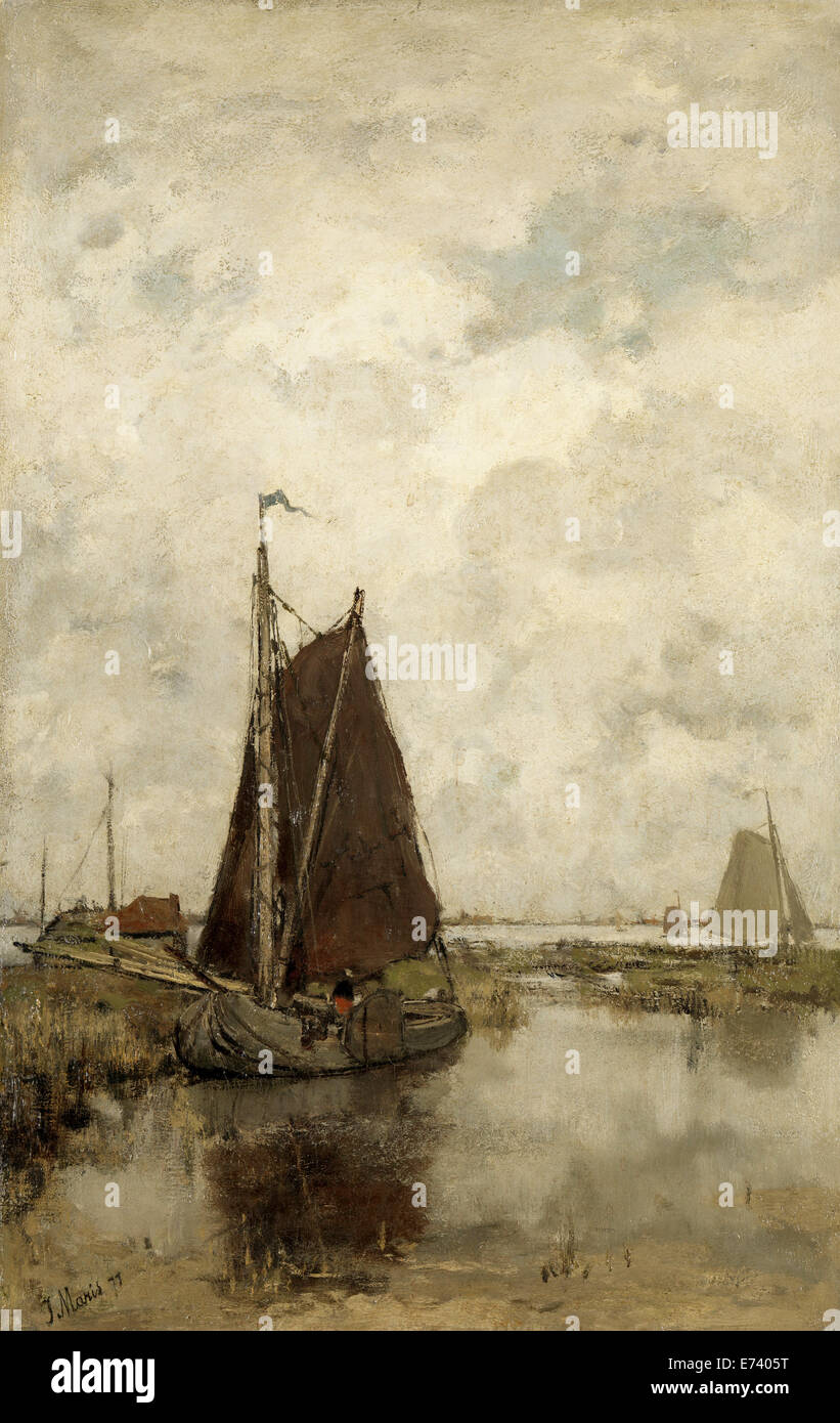 Grauer Tag mit Schiffen - Jacob Maris, 1877 Stockfoto