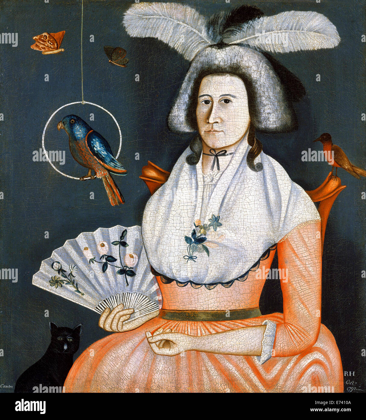 Dame mit ihren Haustieren - von Molly Wales Fobes Rufus Hathaway, 1790 Stockfoto