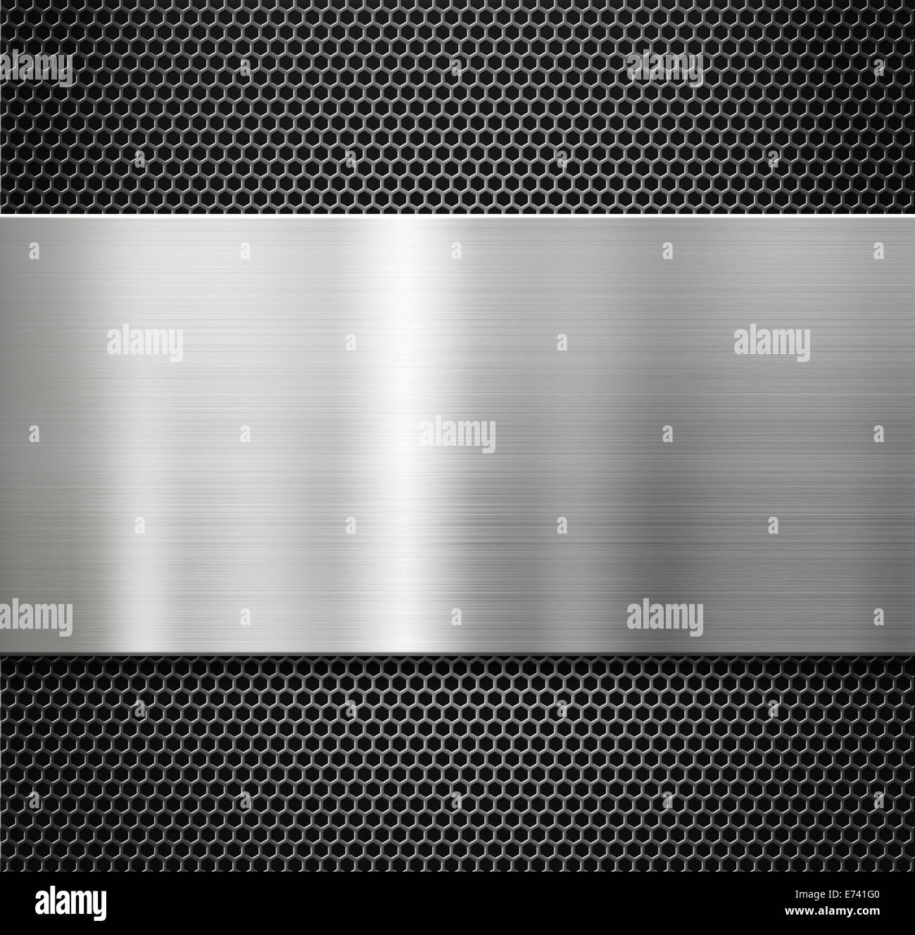 Stahl Metall Platte über Kamm-Rost-Hintergrund Stockfoto