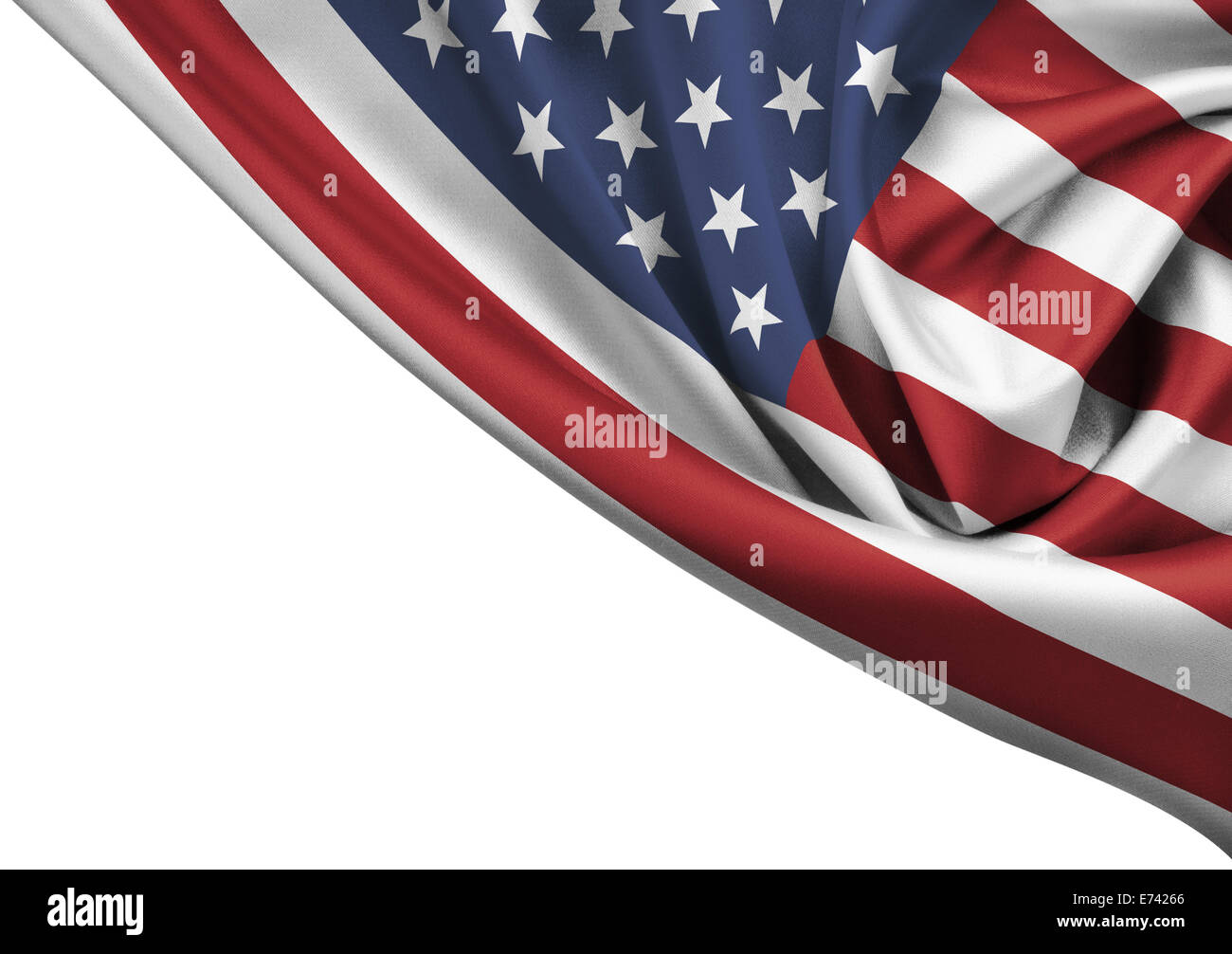 USA, waving Flag Ecke isoliert auf weiss Stockfoto