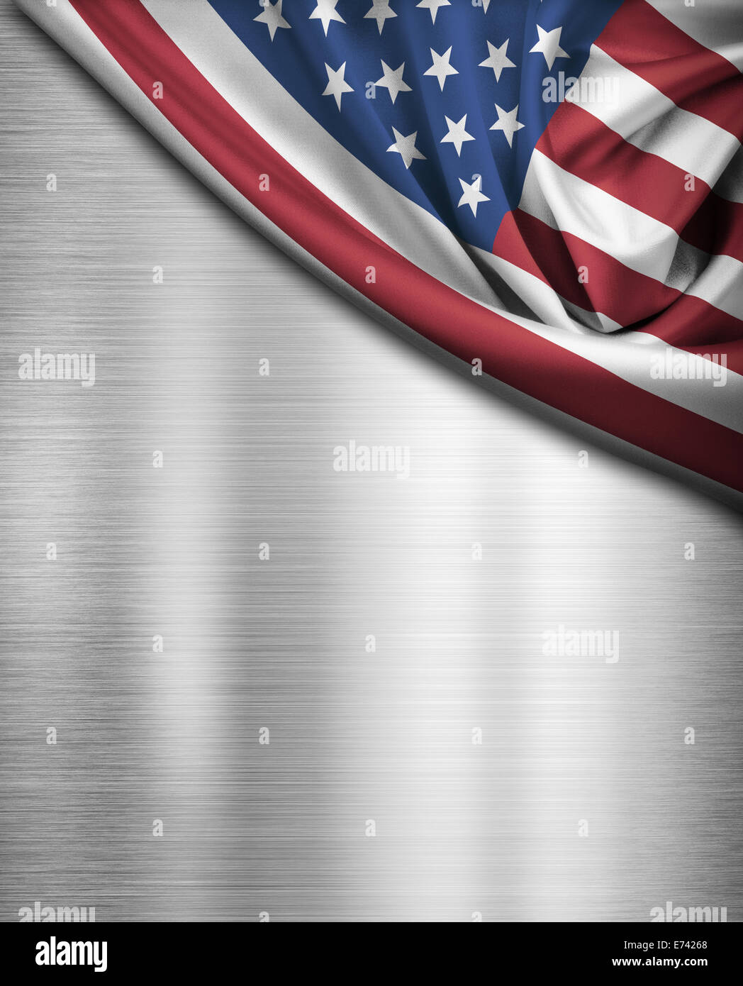 USA-Flagge über Metall Hintergrund Stockfoto