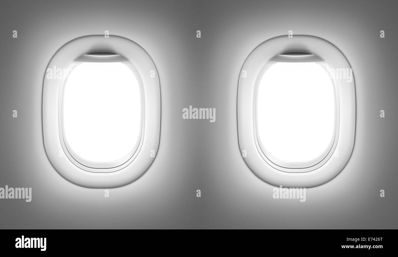Flugzeug oder Jet Interieur mit Windows Stockfoto