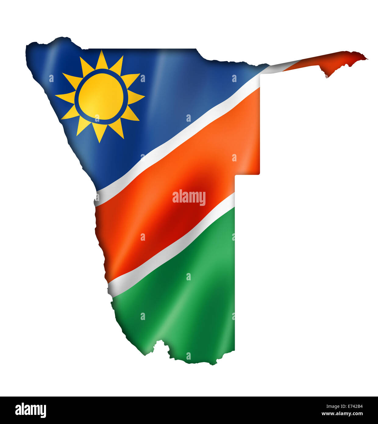 Namibia-Flagge abzubilden, drei dimensionalen Render, isoliert auf weiss Stockfoto
