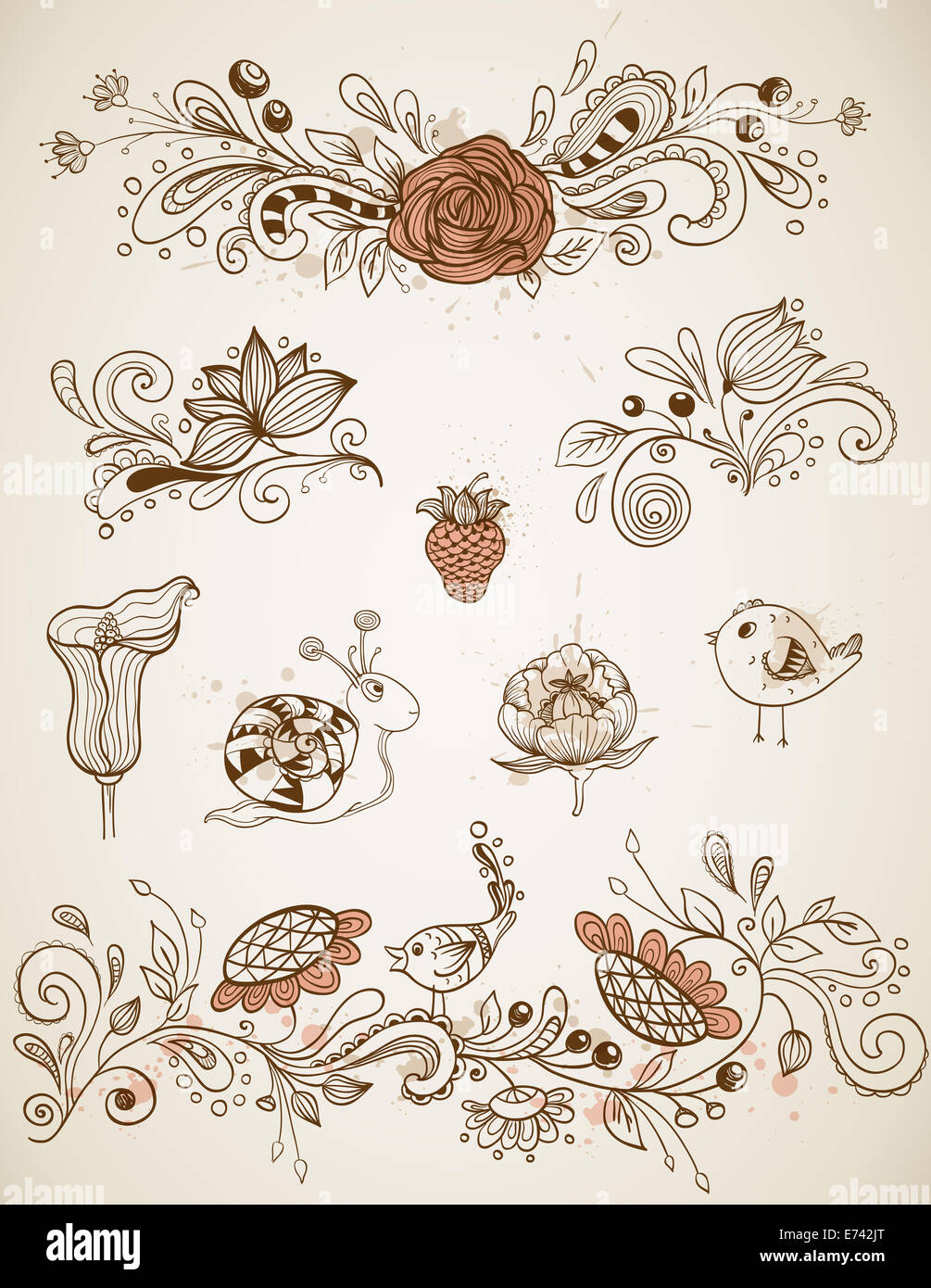 Hand gezeichnet Doodle Elemente für das design Stockfoto
