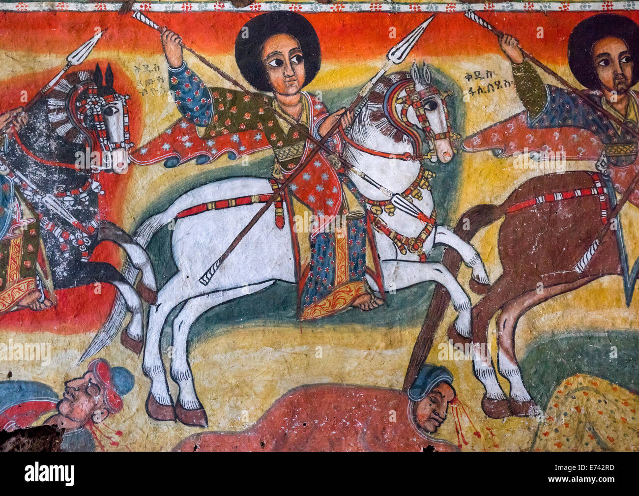 Gemälde von St. Georg In Ora Kidane Merhet Kirche, Bahir Dar, Äthiopien Stockfoto