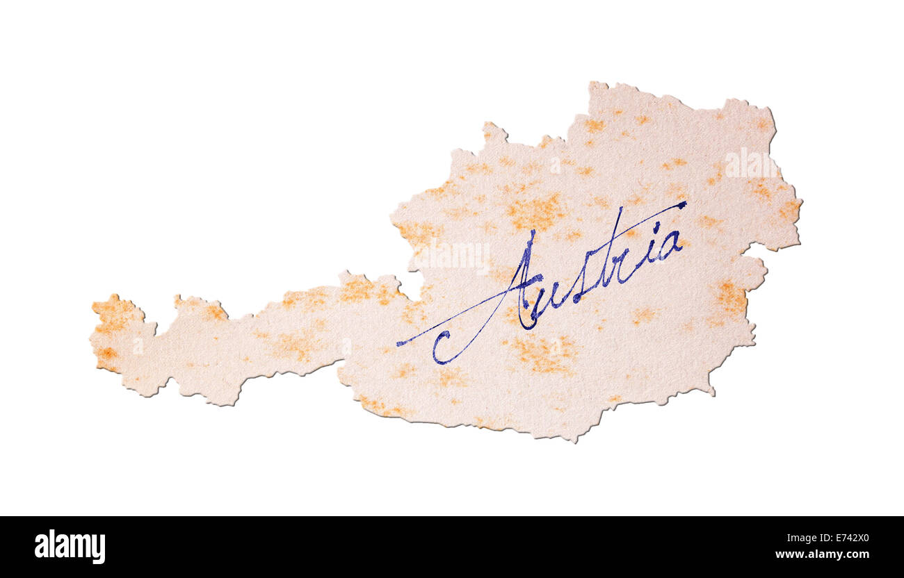 Österreich - altes Papier mit Handschrift, blaue Tinte Stockfoto