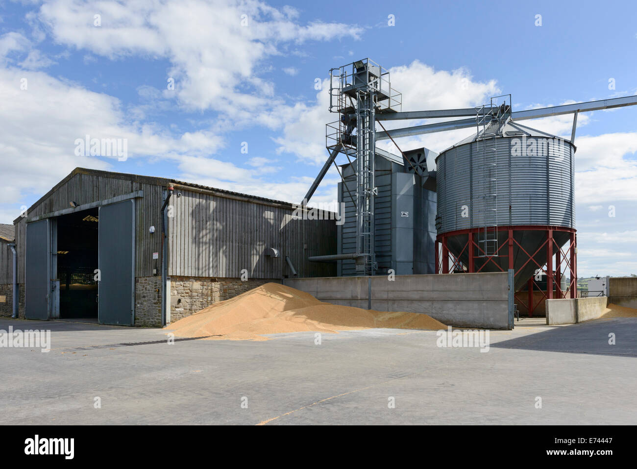 Korn-Lagerung in einem UK-Bauernhof Stockfoto