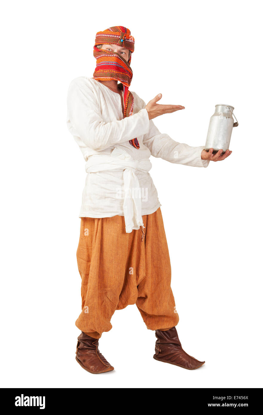 Orient Bauer tragen in nationale Kleidung isoliert Stockfoto