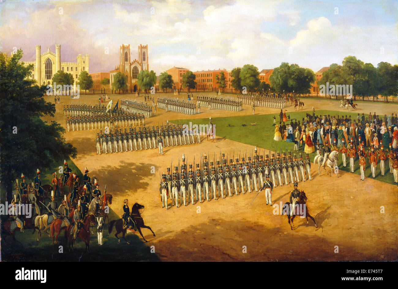 7. Regiment auf Beitrag, Washington Square, New York - von Otto Boetticher, 1851 Stockfoto