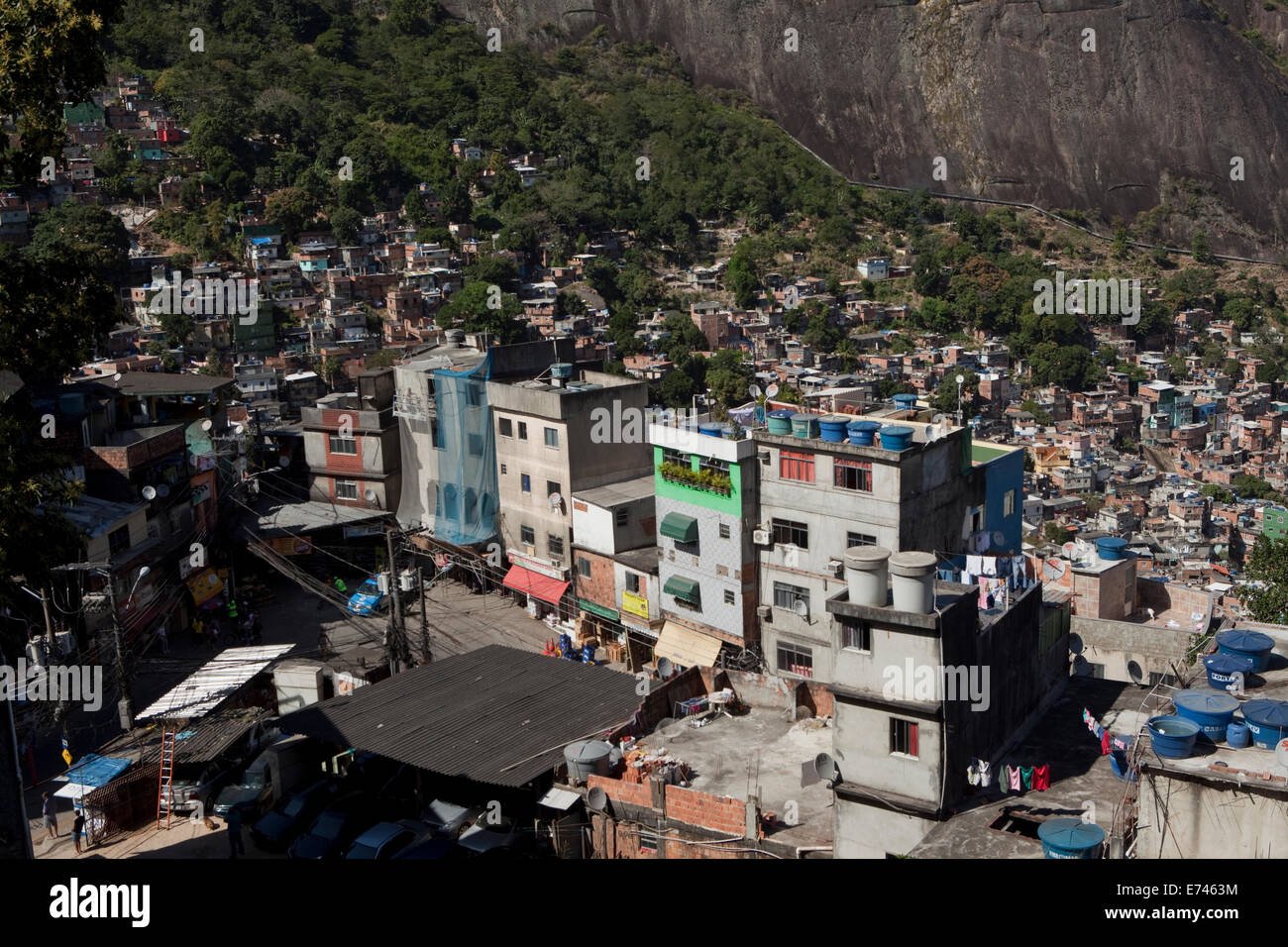 Favela Rocinha in Rio De Janeiro, Brasilien. Stockfoto