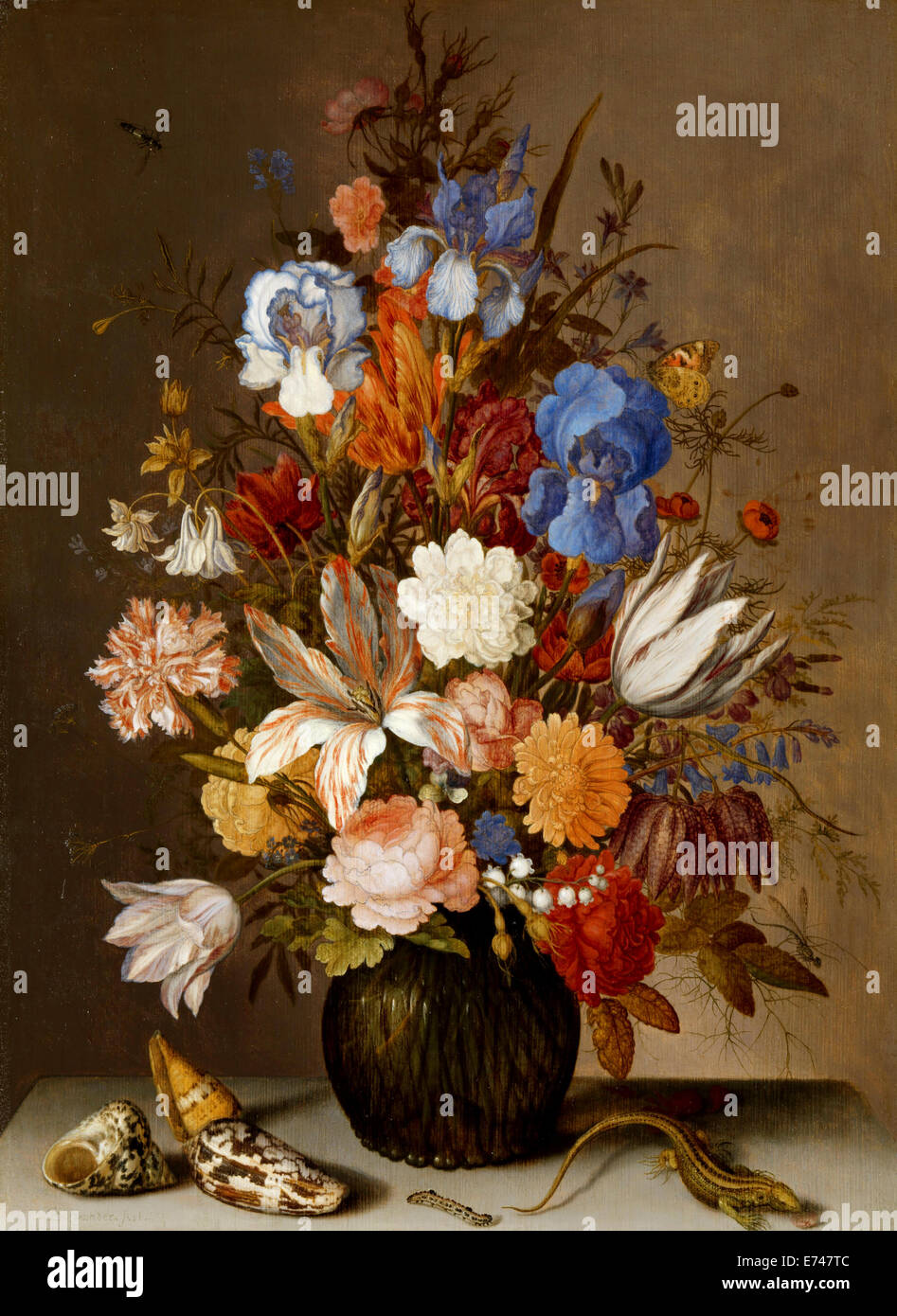 Stillleben mit Blumen - von Balthasar van der Ast, 1625-1630 Stockfoto