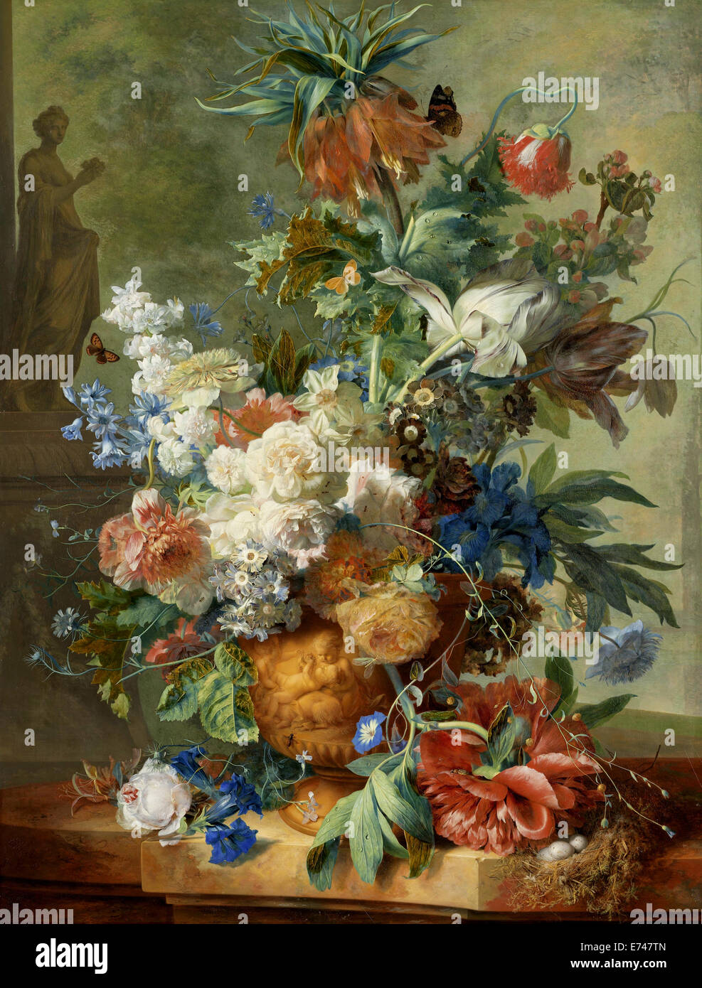 Stillleben mit Blumen - von Jan van Huysum, 1723 Stockfoto