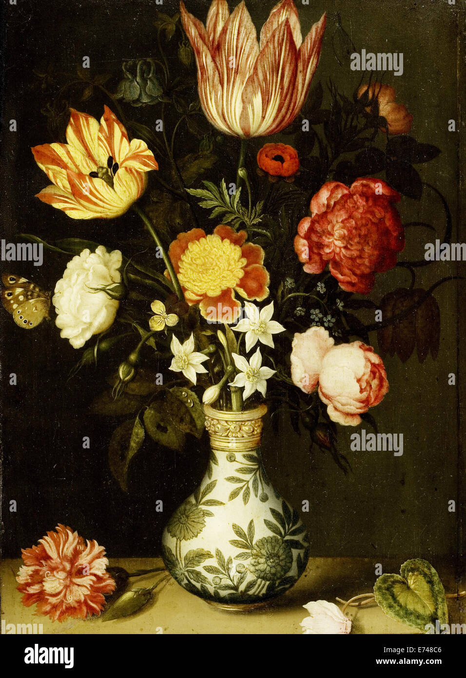 Stillleben mit Blumen in einer Vase von Wan-Li - von Ambrosius Bosschaert, 1619 Stockfoto