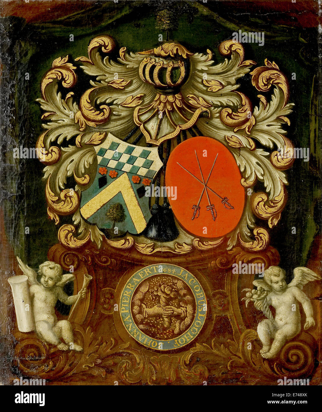 Das Wappen von James und Johanna Loohoff Pierraert - unbekannten Künstlers, 1684-1699 Stockfoto
