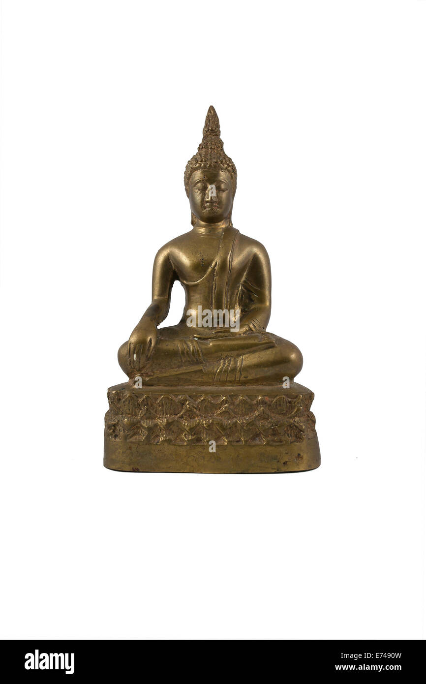 Buddha-Statue auf weißem Hintergrund Stockfoto